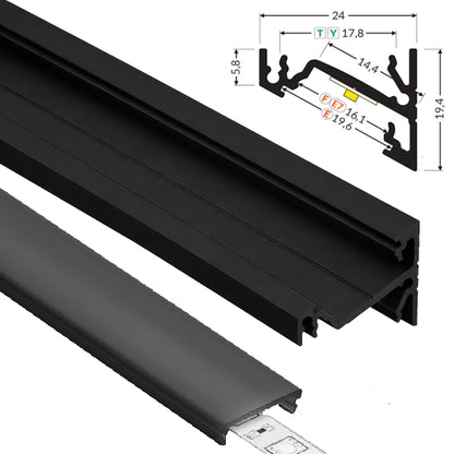 ALU Profil Eck-Leiste Schiene CORNER-14 in schwarz für Led Streifen 1m | 2m Ecke