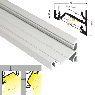 ALU Profil Eck-Leiste Schiene CORNER-14 in silber für Led Streifen 1m | 2m Ecke