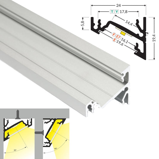 ALU Profil Eck-Leiste Schiene CORNER-14 in silber für Led Streifen 1m | 2m Ecke