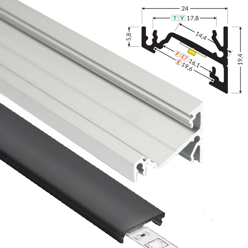 ALU Profil Eck-Leiste Schiene CORNER-14 in silber für Led Streifen 1m | 2m Ecke