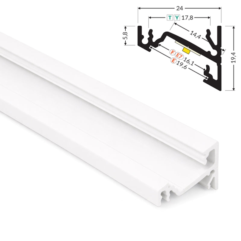 ALU Profil Eck-Leiste Schiene CORNER-14 in weiß für Led Streifen 1m | 2m Ecke