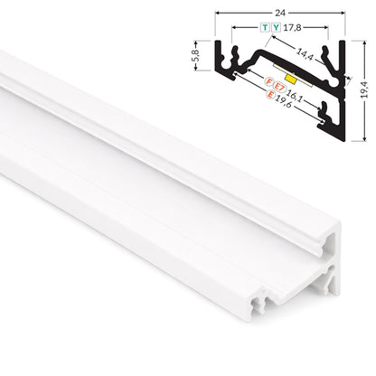 ALU Profil Eck-Leiste Schiene CORNER-14 in weiß für Led Streifen 1m | 2m Ecke