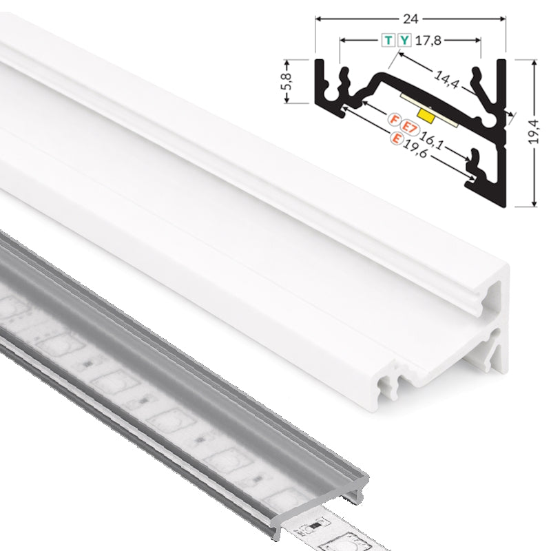 ALU Profil Eck-Leiste Schiene CORNER-14 in weiß für Led Streifen 1m | 2m Ecke