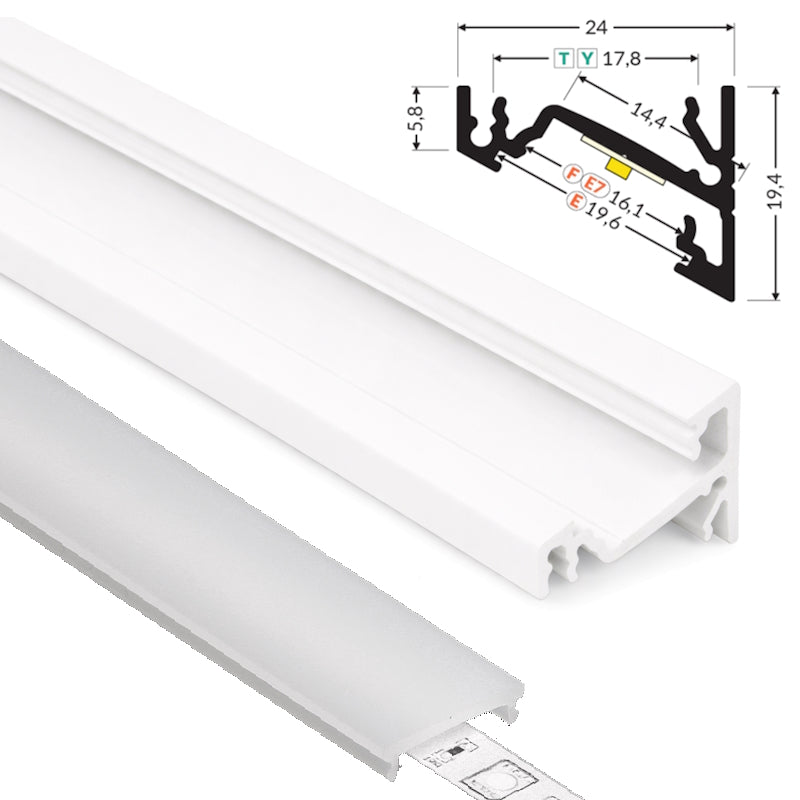 ALU Profil Eck-Leiste Schiene CORNER-14 in weiß für Led Streifen 1m | 2m Ecke
