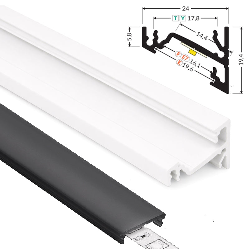 ALU Profil Eck-Leiste Schiene CORNER-14 in weiß für Led Streifen 1m | 2m Ecke
