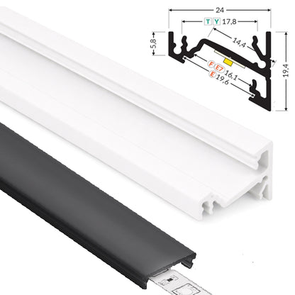 ALU Profil Eck-Leiste Schiene CORNER-14 in weiß für Led Streifen 1m | 2m Ecke