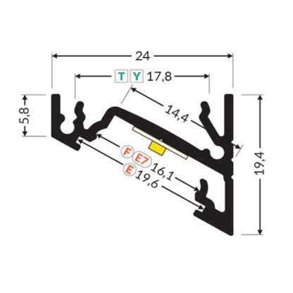 ALU Profil Eck-Leiste Schiene CORNER-14 in schwarz für Led Streifen 1m | 2m Ecke