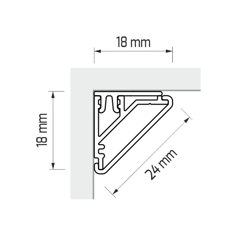 ALU Profil Ecke Leiste CORNER-LINE Küchenschrank für LED Streifen + Abdeckung