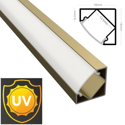ALU Profil Schiene CORNER Ecke Leiste (18x12mm) champagner für LED Stripes 1m 2m