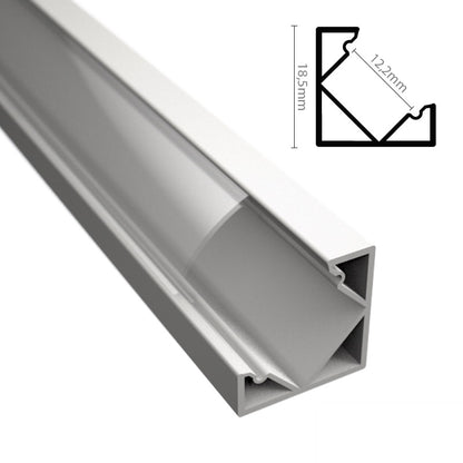 ALU Profil | Ecke Leiste | Schiene CORNER weiß für LED Streifen + Abdeckung