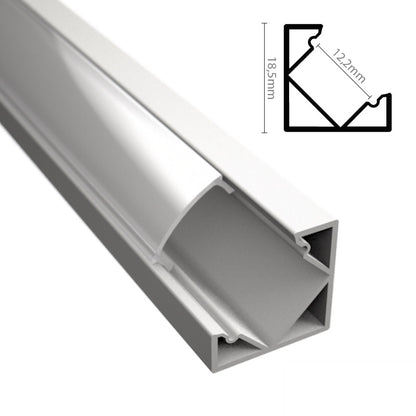 ALU Profil | Ecke Leiste | Schiene CORNER weiß für LED Streifen + Abdeckung