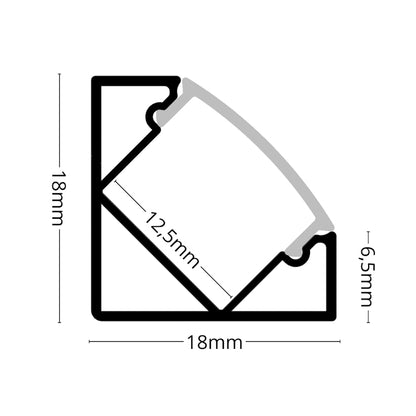 ALU Profil Schiene CORNER Ecke Leiste (18x12mm) champagner für LED Stripes 1m 2m