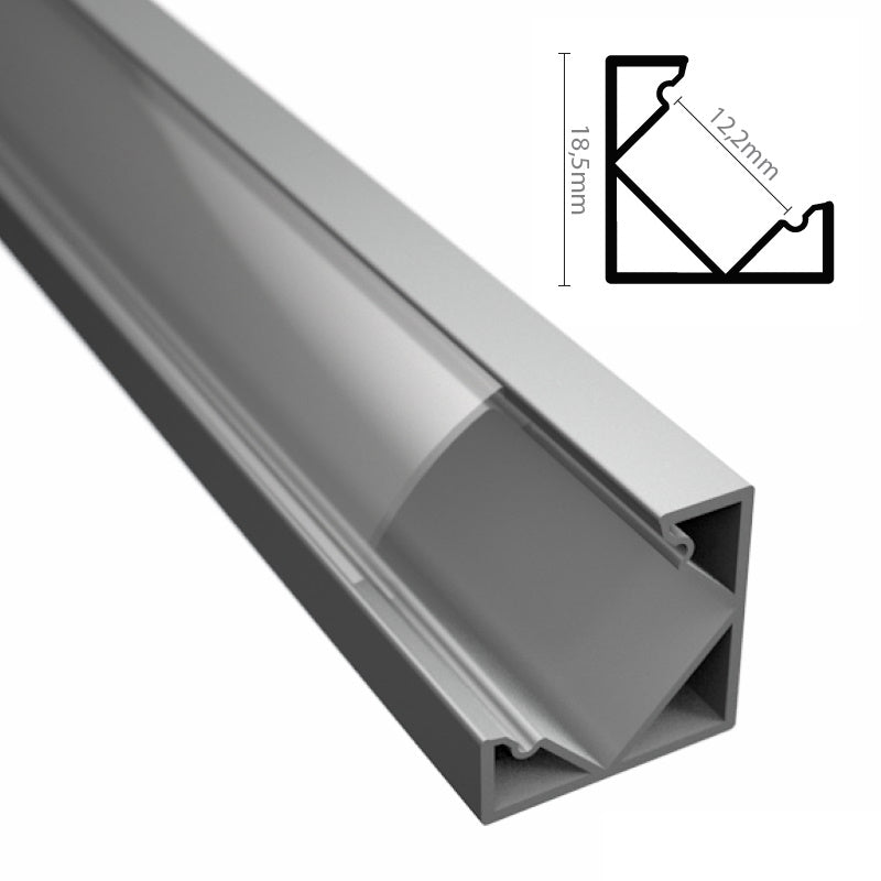 ALU Profil | Eck-Leiste | Schiene CORNER für LED Streifen + Abdeckung 1m 2m Ecke