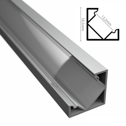 ALU Profil | Eck-Leiste | Schiene CORNER für LED Streifen + Abdeckung 1m 2m Ecke
