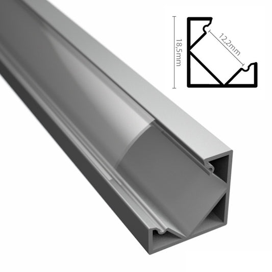 ALU Profil | Eck-Leiste | Schiene CORNER für LED Streifen + Abdeckung 1m 2m Ecke