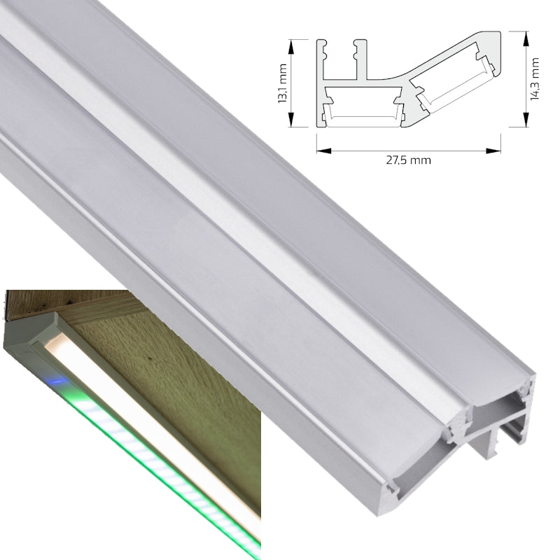ALU LED Profil DOUBLE-LINE Unterbauprofil Unterschrank Leiste für Streifen 1m 2m