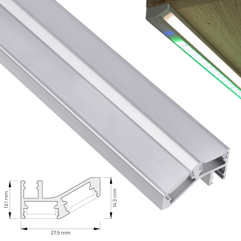 ALU LED Profil DOUBLE-LINE Unterbauprofil Unterschrank Leiste für Streifen 1m 2m
