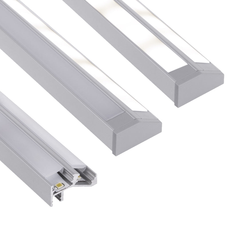 ALU LED Profil DOUBLE-LINE Unterbauprofil Unterschrank Leiste für Streifen 1m 2m
