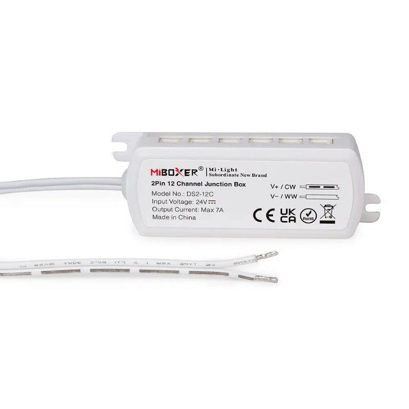 12-Kanal Anschlusskasten 2-polig 24V DC 7A Dupont Verteilerbox 1m Kabel