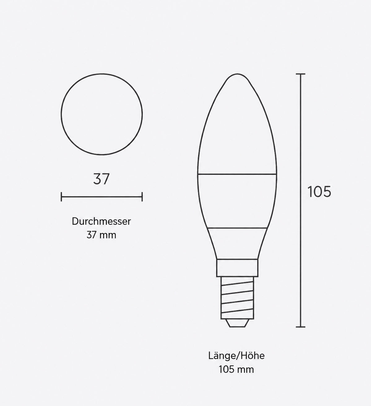 E14 LED Leuchtmittel Kerze 4W 320Lm=30W 230V warm weiß (2700K) Candle