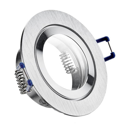 ALU Einbaurahmen MR16/GU10 rund 60mm=DA matt-chrom gebürstet mit Schutzglas IP44