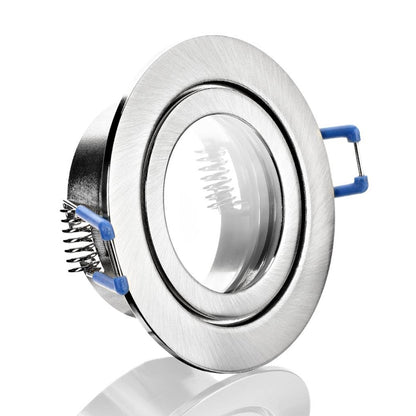 ALU Einbaurahmen MR11/GU4 rund 45mm=DA in Eisen gebürstet mit Schutzglas IP44