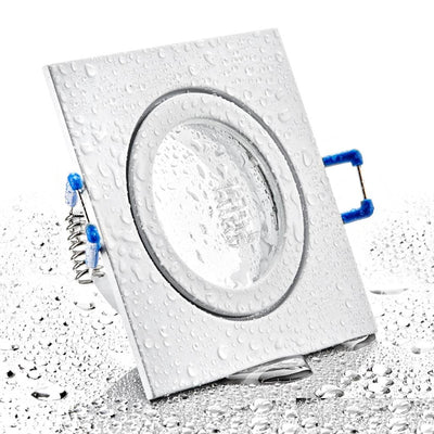 ALU Einbaurahmen MR16/GU10 eckig 60mm=DA in weiß mit Schutzglas IP44