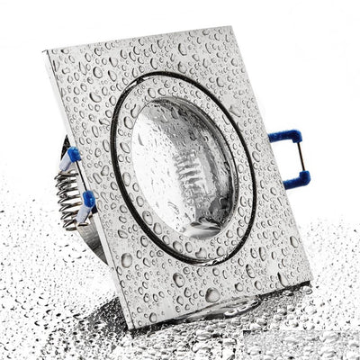 ALU Einbaurahmen MR16/GU10 eckig 60mm=DA Eisen gebürstet mit Schutzglas IP44