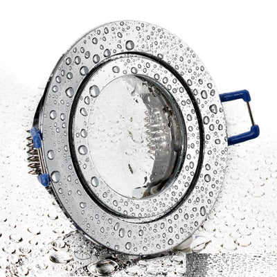 ALU Einbaurahmen MR16/GU10 rund / starr 60mm=DA in chrome mit Schutzglas IP44