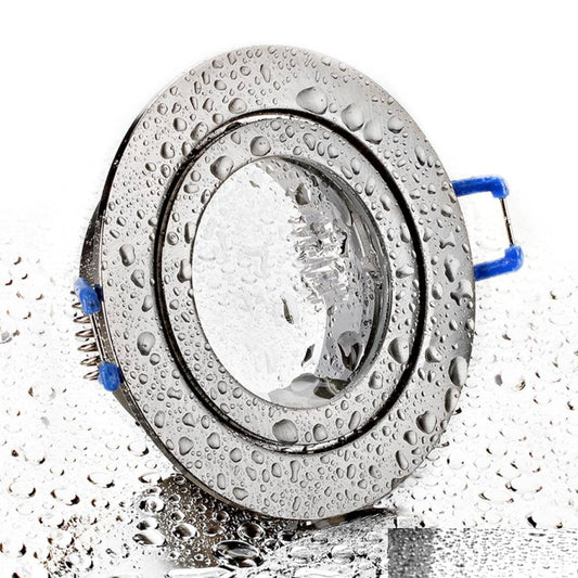 ALU Einbaurahmen MR16/GU10 rund 60mm=DA Eisen gebürstet mit Schutzglas IP44