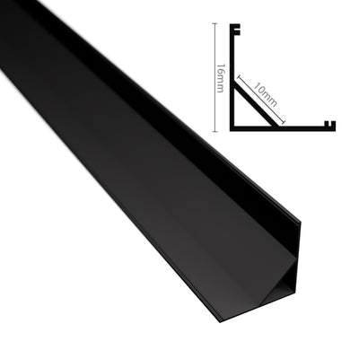ALU Profil | Eck Leiste | Schiene ECKE-16 schwarz für LED Streifen + Abdeckung