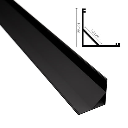 ALU Profil | Eck Leiste | Schiene ECKE-16 schwarz für LED Streifen + Abdeckung