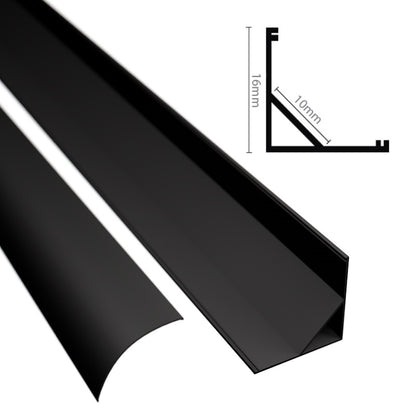 ALU Profil | Eck Leiste | Schiene ECKE-16 schwarz für LED Streifen + Abdeckung