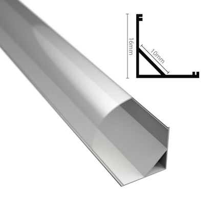 ALU Profil | Ecke Leiste | Schiene ECKE-16 weiß für LED Streifen + Abdeckung