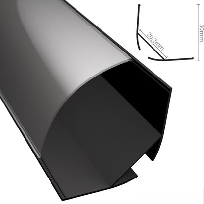 ALU Profil | Ecke Leiste | Schiene ECKE-30 schwarz für LED Streifen +Abdeckung