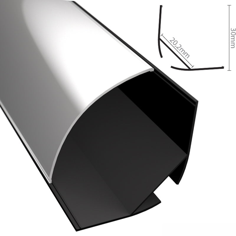 ALU Profil | Ecke Leiste | Schiene ECKE-30 schwarz für LED Streifen +Abdeckung