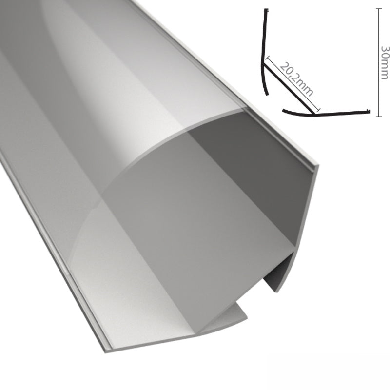 ALU Profil | Ecke Leiste | Schiene ECKE-30 weiß für LED Streifen + Abdeckung