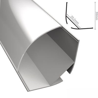 ALU Profil | Ecke Leiste | Schiene ECKE-30 weiß für LED Streifen + Abdeckung