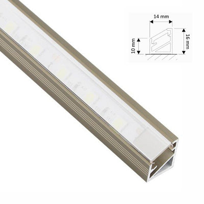 ALU Profil | Schiene | Leiste ECKE champagner-metallic LED Streifen +Abdeckung