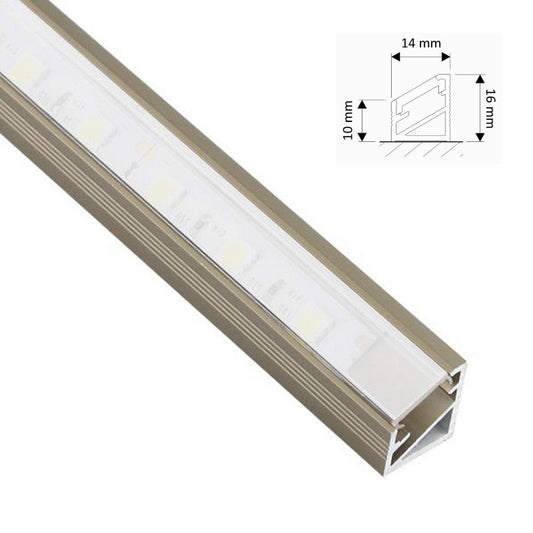 ALU Profil | Schiene | Leiste ECKE champagner-metallic LED Streifen +Abdeckung