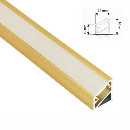 ALU Profil | Schiene | Leiste ECKE (16x14mm) gold für LED Streifen + Abdeckung