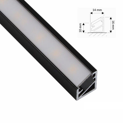 ALU Profil | Schiene | Leiste ECKE in schwarz für LED Streifen + Abdeckung