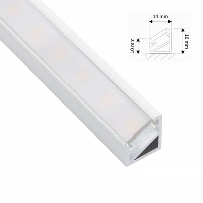 ALU Profil | Schiene | Leiste ECKE (16x14mm) weiß für LED Streifen + Abdeckung