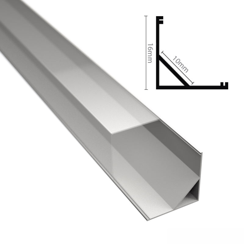 ALU Profil | Ecke Leiste | Schiene ECKIG-16 weiß für LED Streifen + Abdeckung