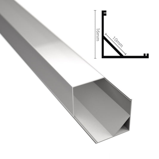 ALU Profil | Ecke Leiste | Schiene ECKIG-16 weiß für LED Streifen + Abdeckung