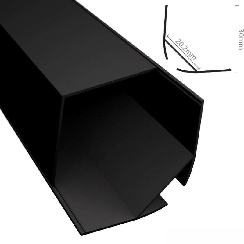 ALU Profil Ecke Leiste | Schiene ECKIG-30 schwarz für LED Streifen + Abdeckung