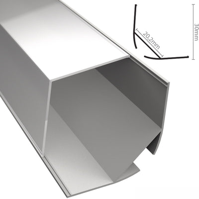 ALU Profil | Ecke Leiste | Schiene ECKIG-30 weiß für LED Streifen + Abdeckung