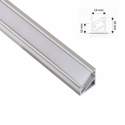ALU Profil | Schiene | Leiste ECKE (16x14mm) für LED Streifen + Abdeckung