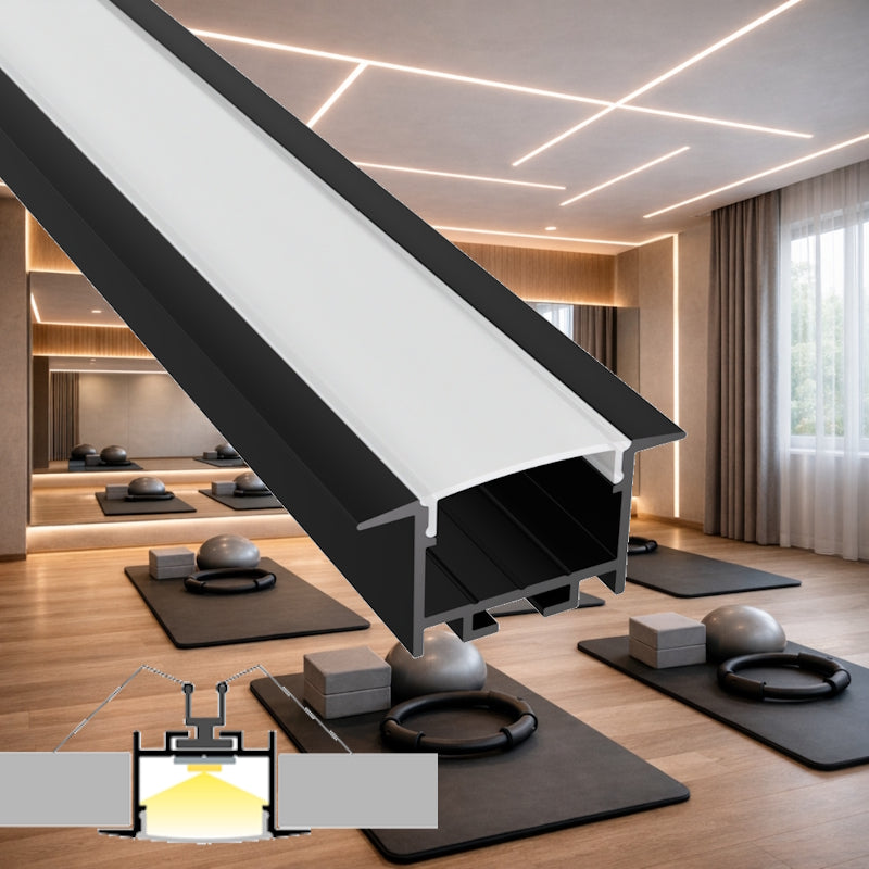 ALU Profil | Leiste | Schiene "EINBAU-20" in schwarz für Led Streifen 1m | 2m