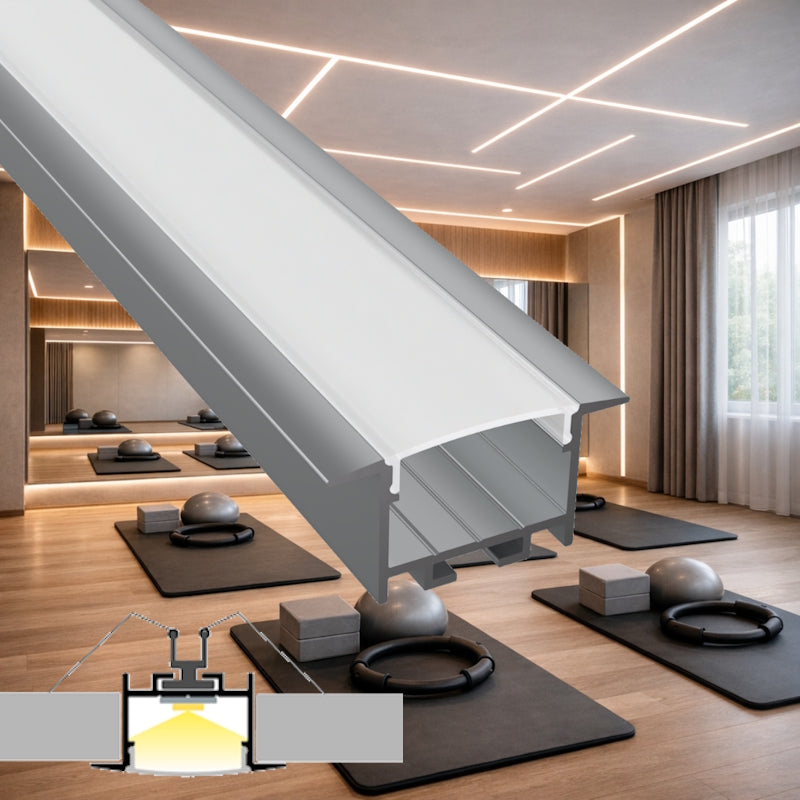 ALU Profil | Leiste | Schiene "EINBAU-20" in silber für Led Streifen 1m | 2m
